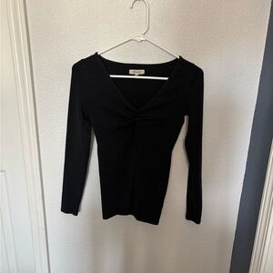 Madewell Black Long Sleeve V-Neck Top
